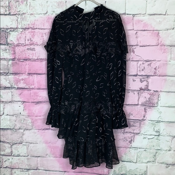 Bcbgmaxazria metallic clip dot ruffle dress 0 NWT - Picture 6 of 8